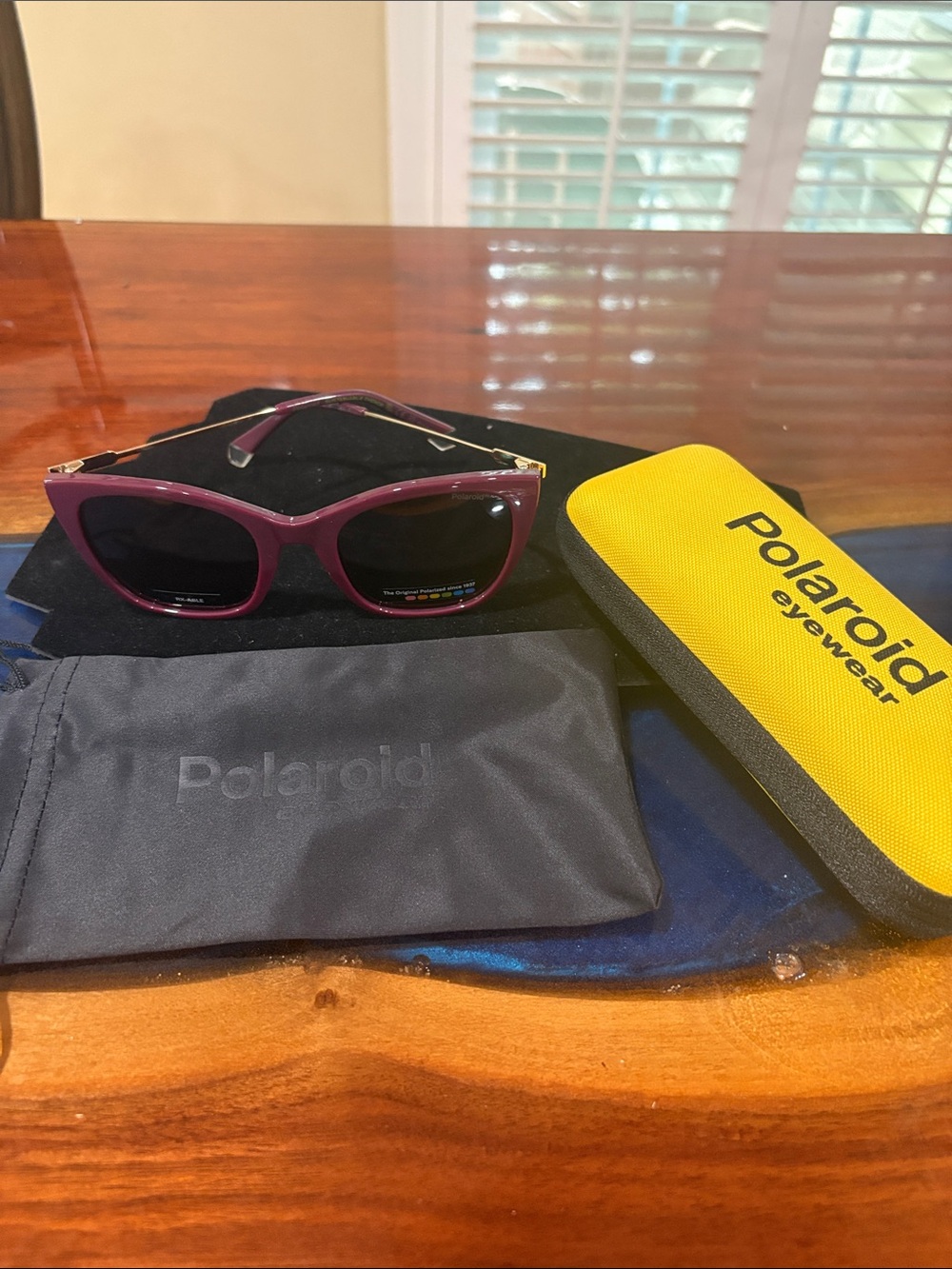 Polaroid Kids Purple Frame Sunglasses with Yellow Case